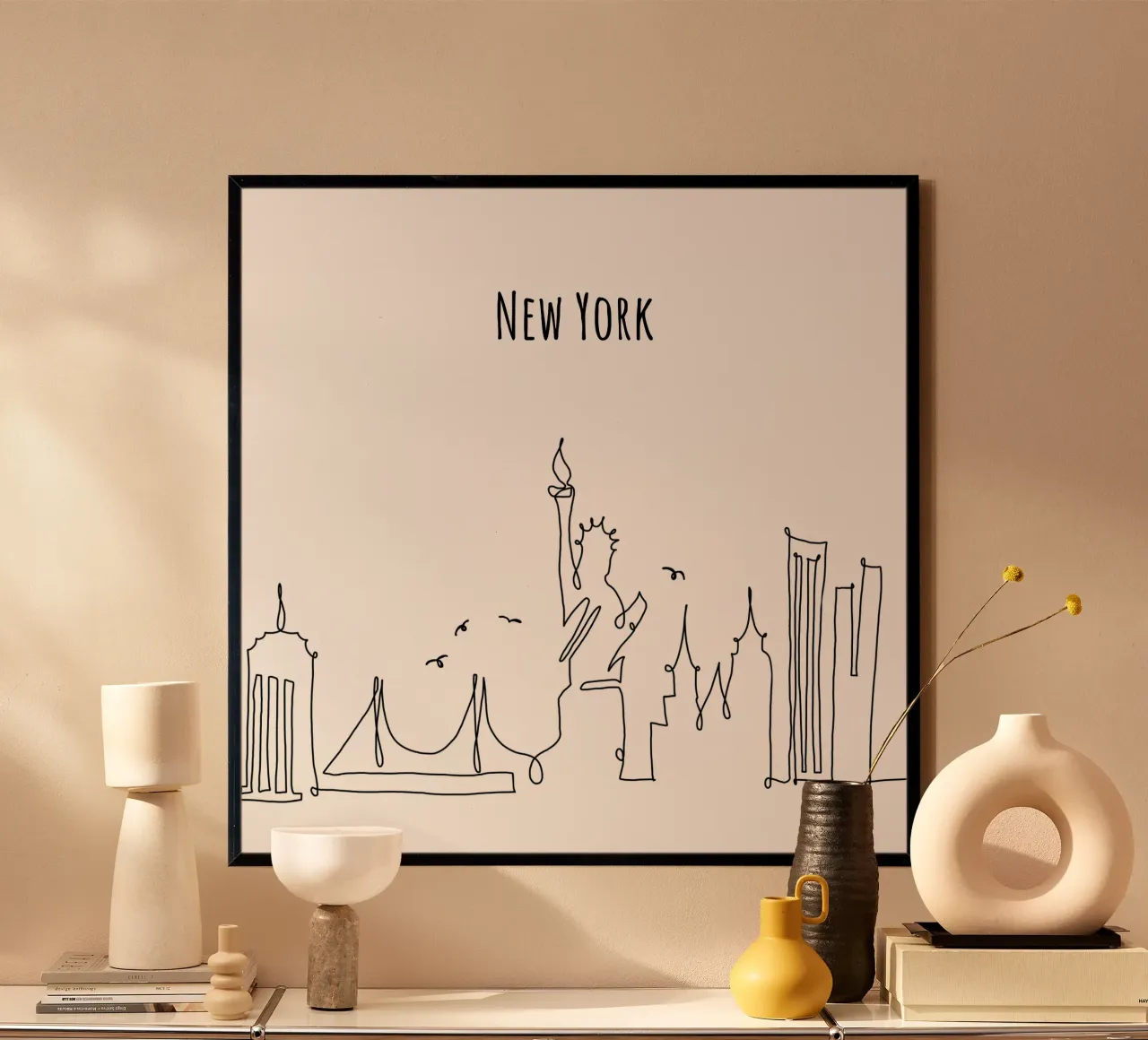 New York poster con telaio in legno da Sabrina Ziegenhorn