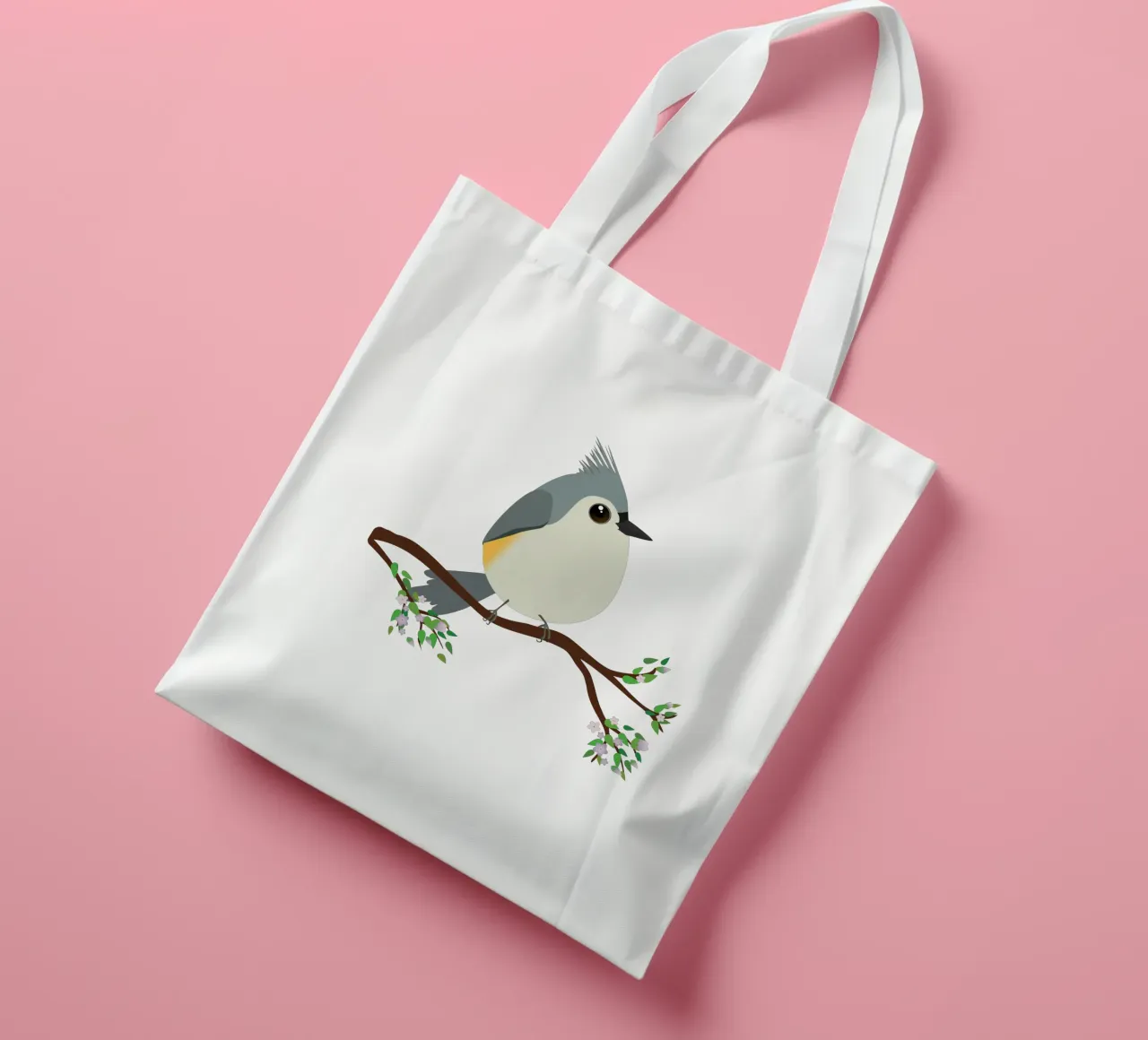 Cute egg shaped tufted titmouse tote bag by BwiseLizzy