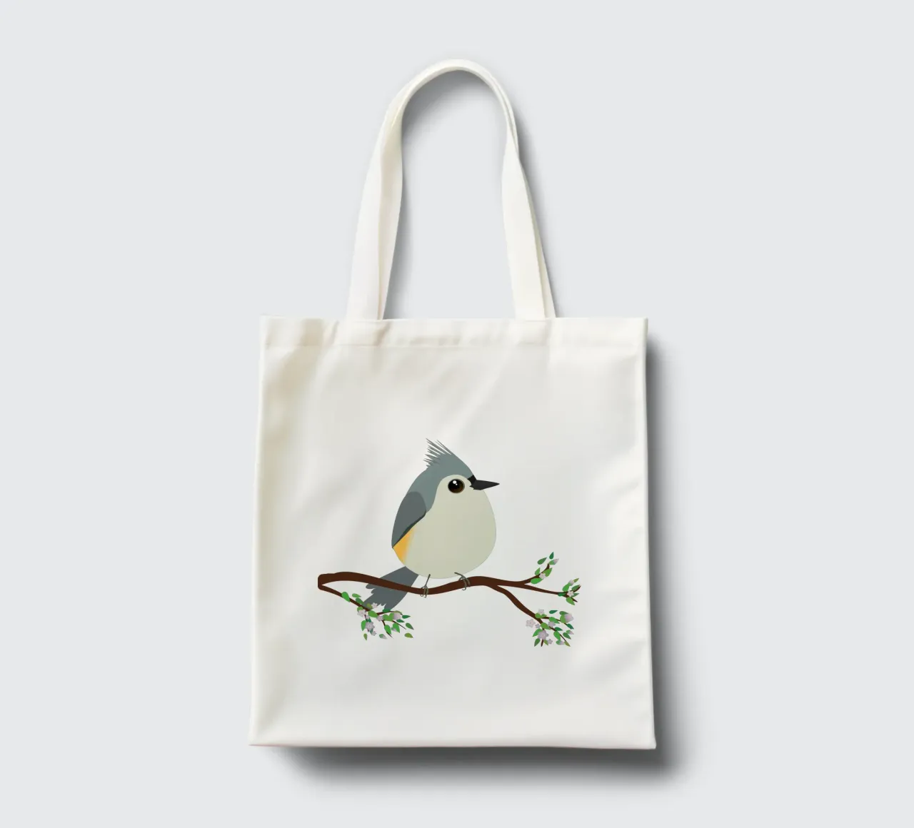 Cute egg shaped tufted titmouse tote bag by BwiseLizzy