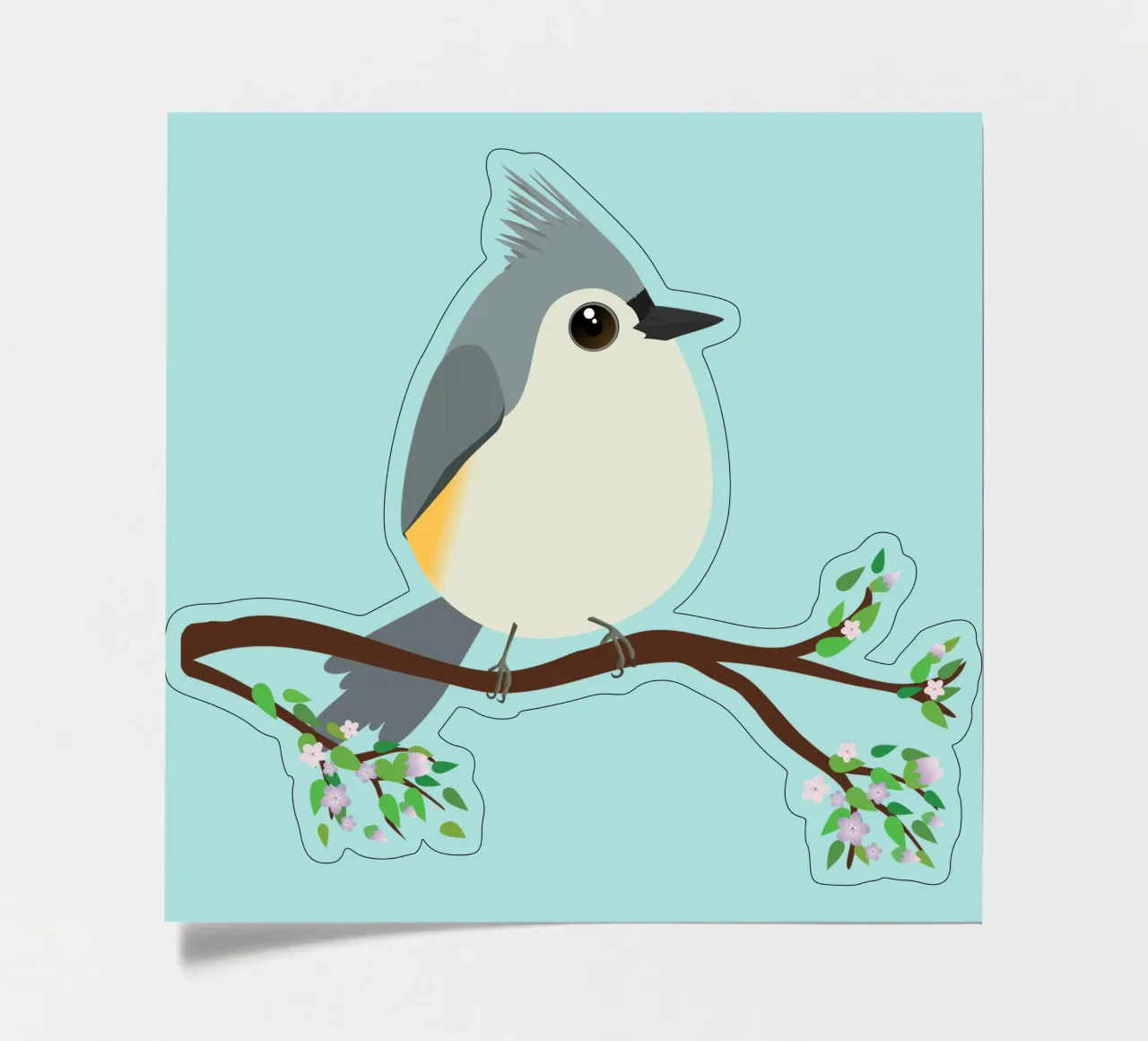 Cute egg shaped tufted titmouse sticker sheet by BwiseLizzy