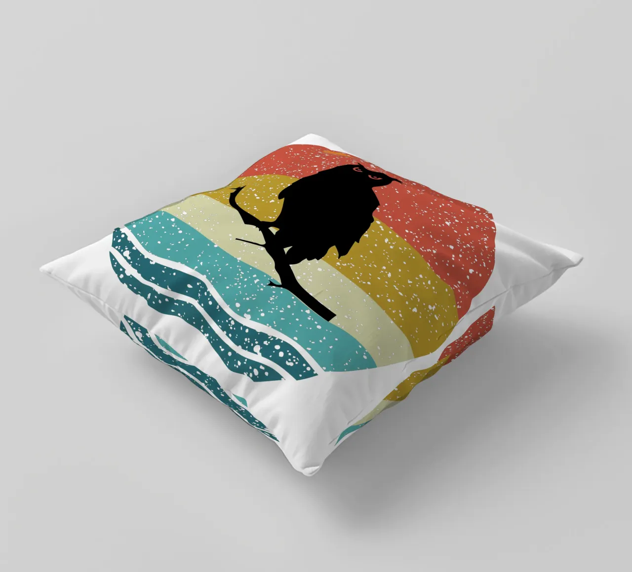OWL Shilouette retro design decorative cushion by rivariahill