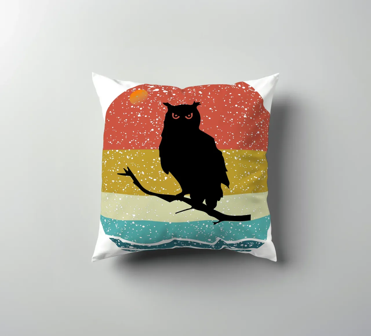 OWL Shilouette retro design decorative cushion by rivariahill
