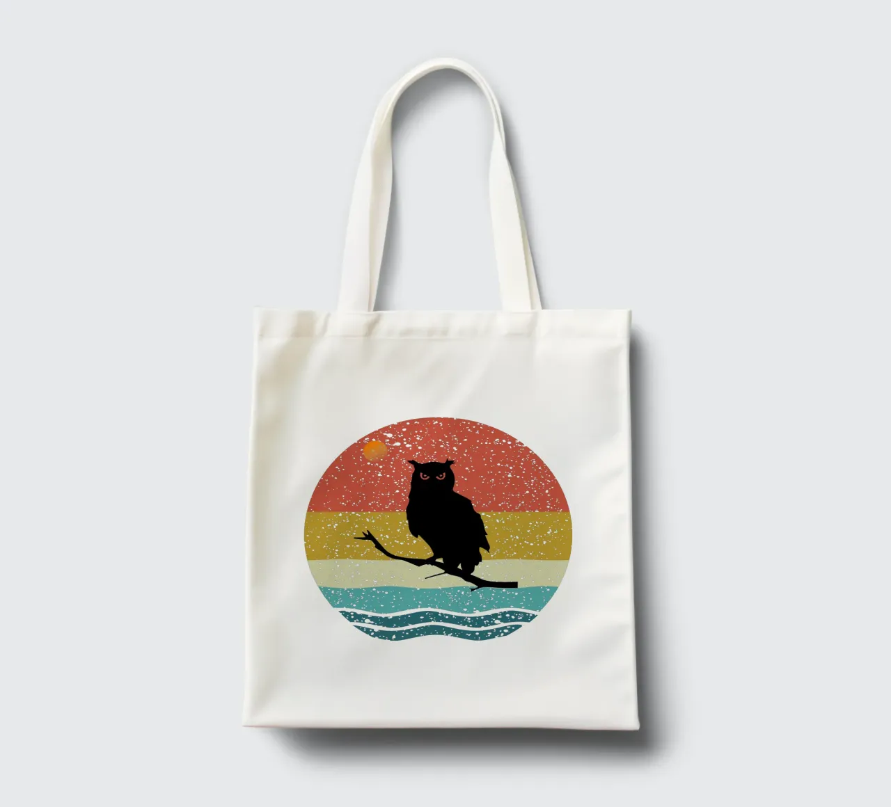 OWL Shilouette retro design Jutebeutel von rivariahill
