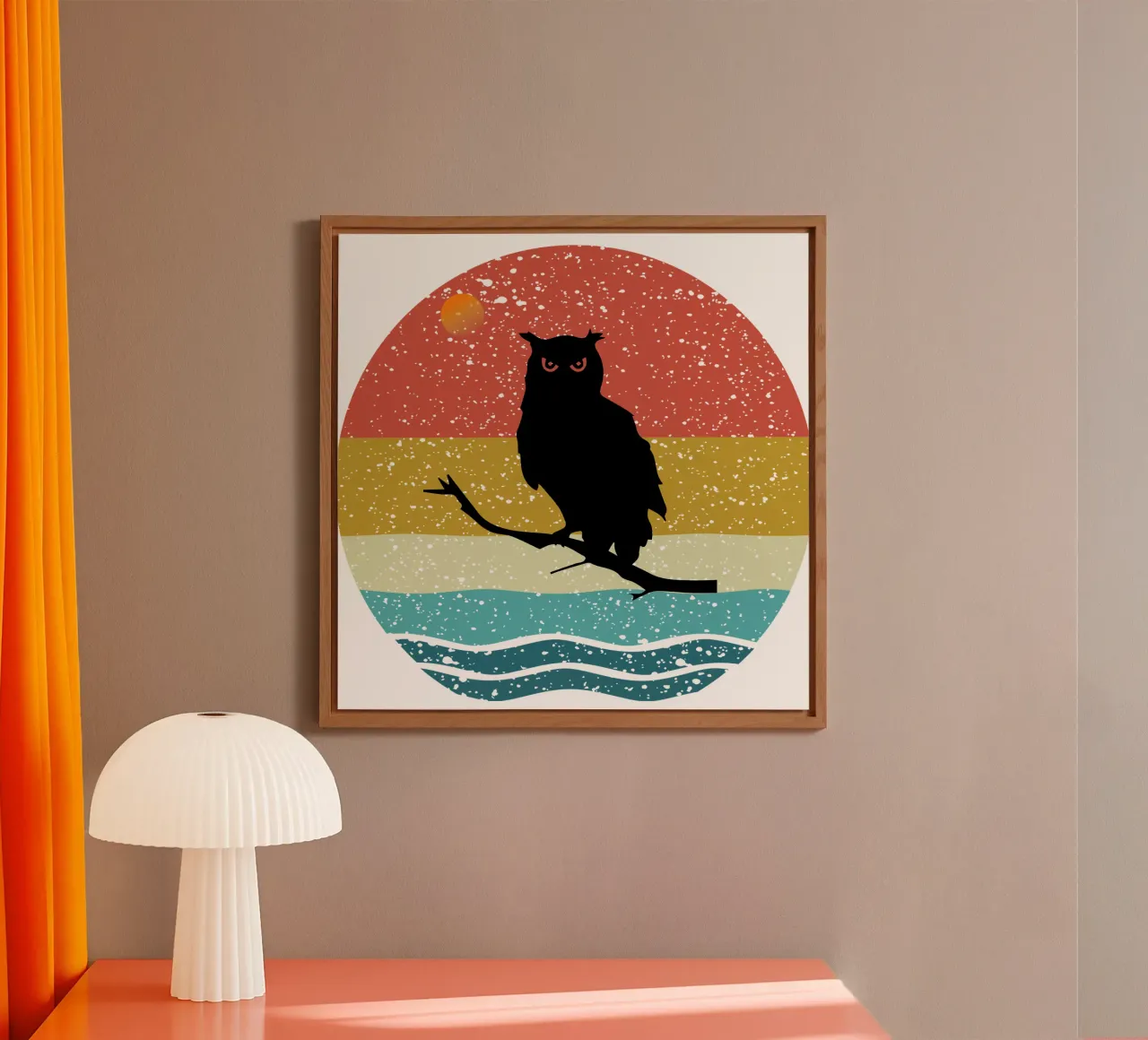 OWL Shilouette design retrò alluminio dibond da rivariahill