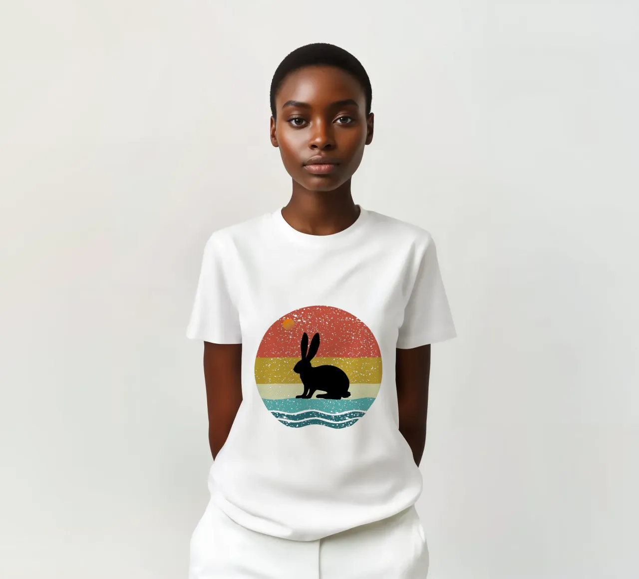 Coniglio Shilouette design retrò t-shirt da rivariahill
