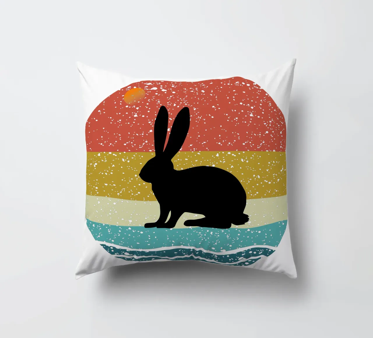 Coniglio Shilouette design retrò cuscino da rivariahill