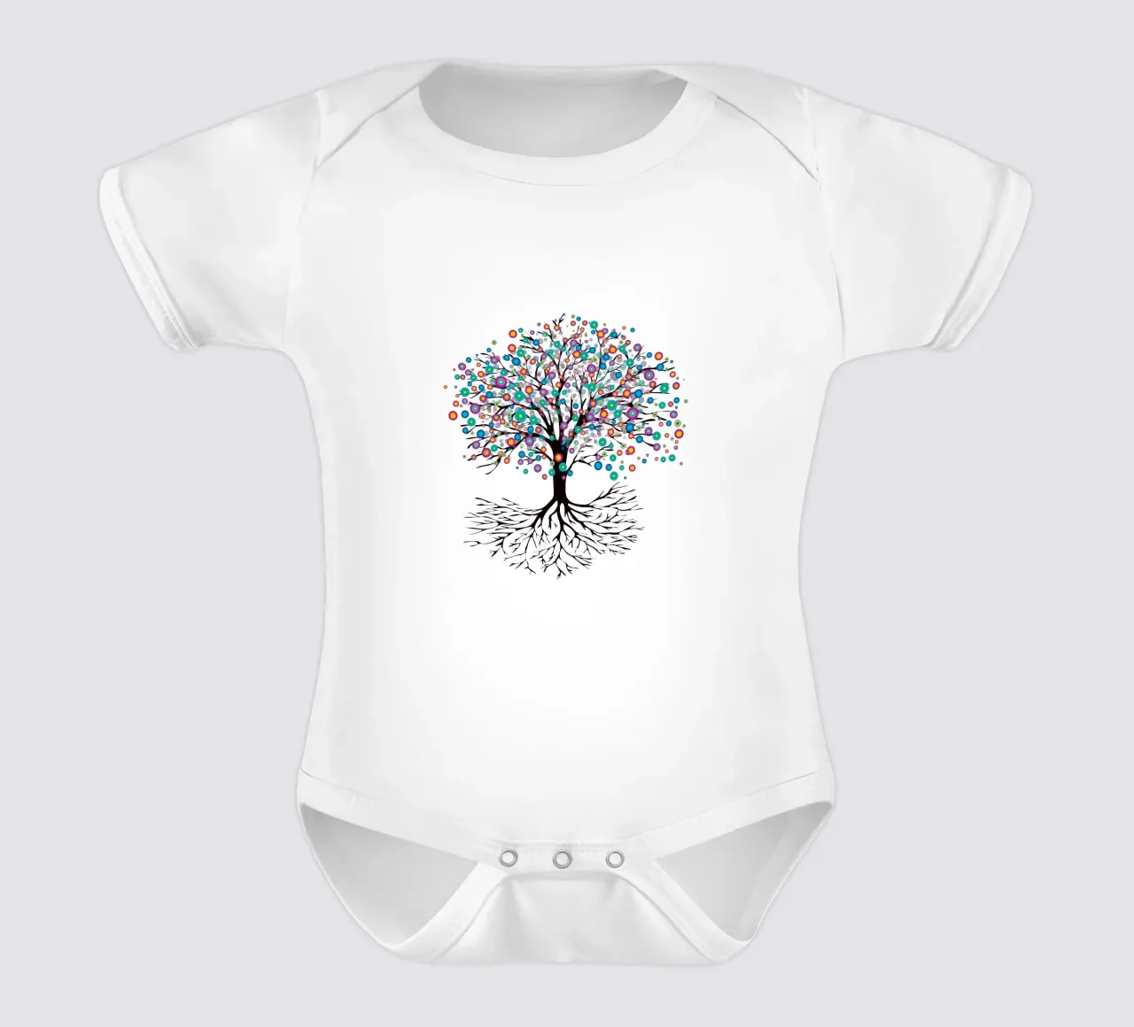 Baum des Lebens oder Yggdrasil Regenbogenblumen Kurzarm Babybody von BwiseLizzy