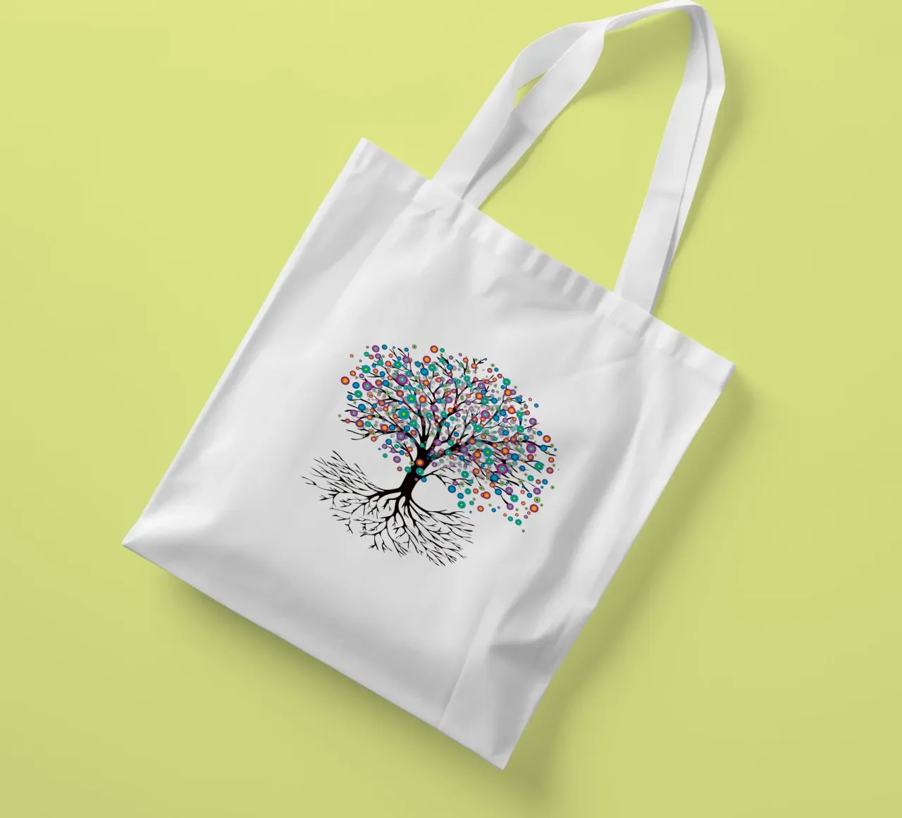 Baum des Lebens oder Yggdrasil Regenbogenblumen Jutebeutel von BwiseLizzy