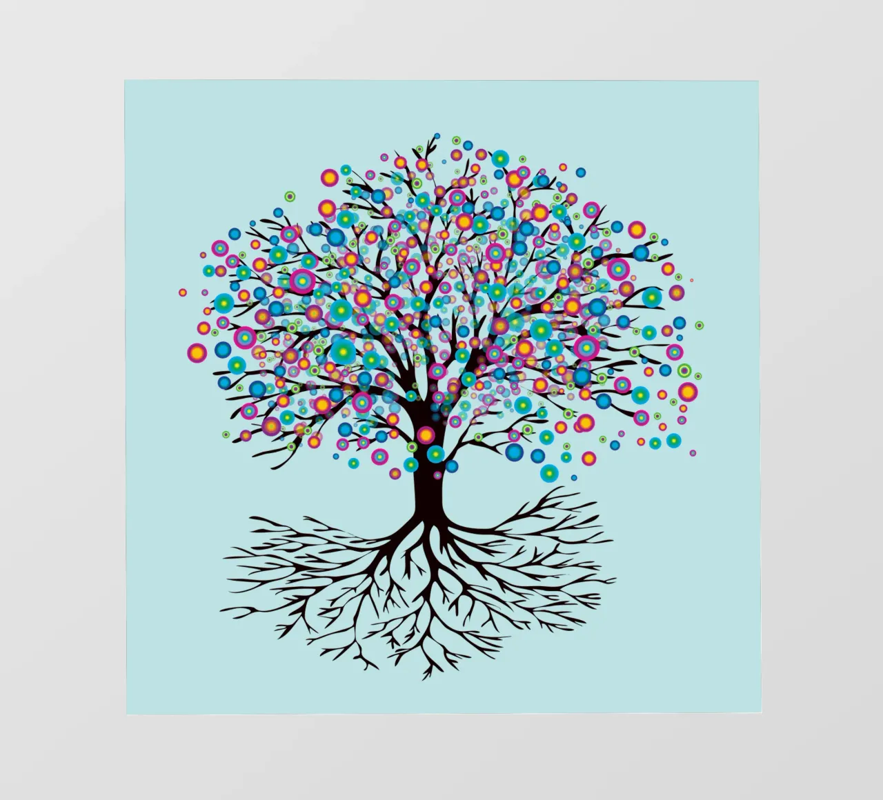 Baum des Lebens oder Yggdrasil Regenbogenblumen Fototapete von BwiseLizzy