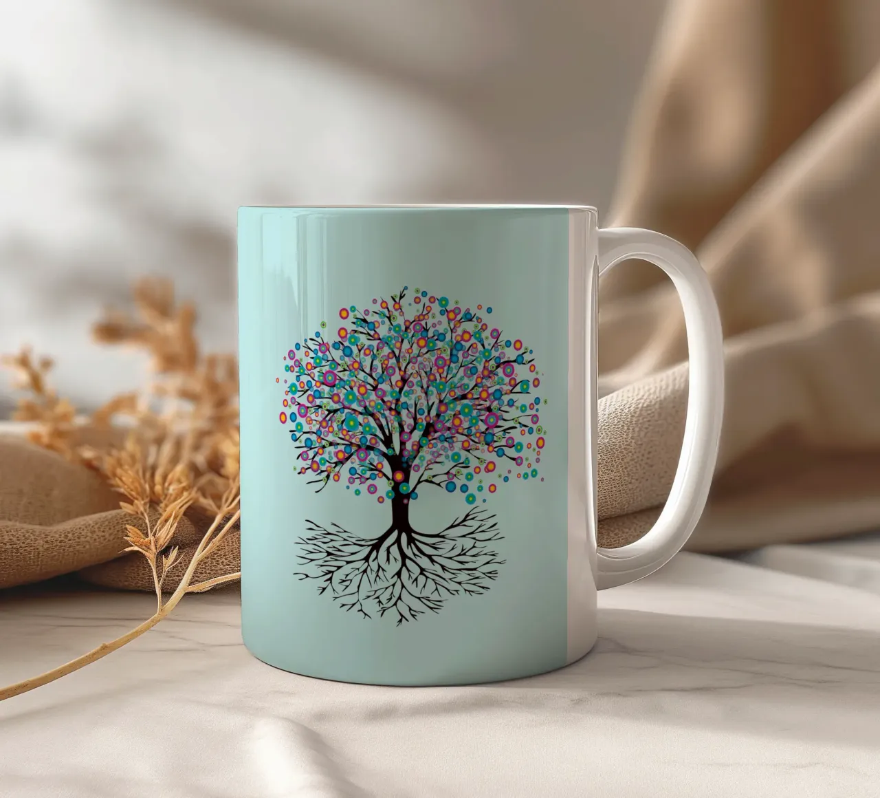 Albero della vita o yggdrasil fiori arcobaleno tazza in ceramica da BwiseLizzy