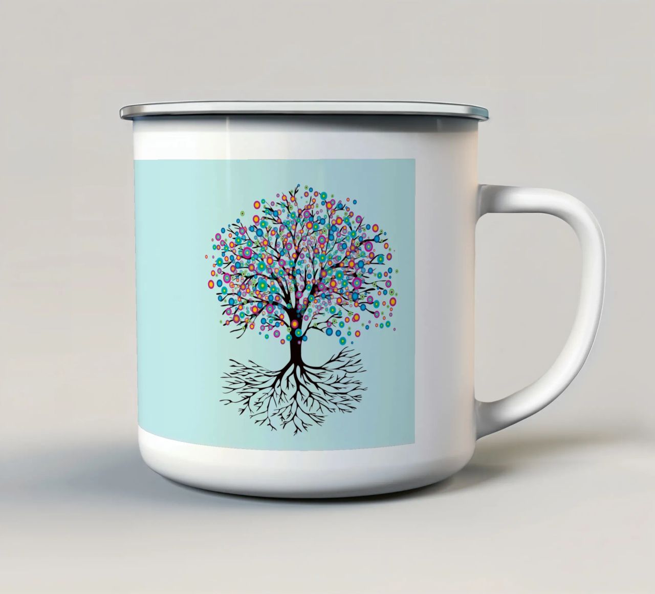 Albero della vita o yggdrasil fiori arcobaleno tazza in smalto da BwiseLizzy