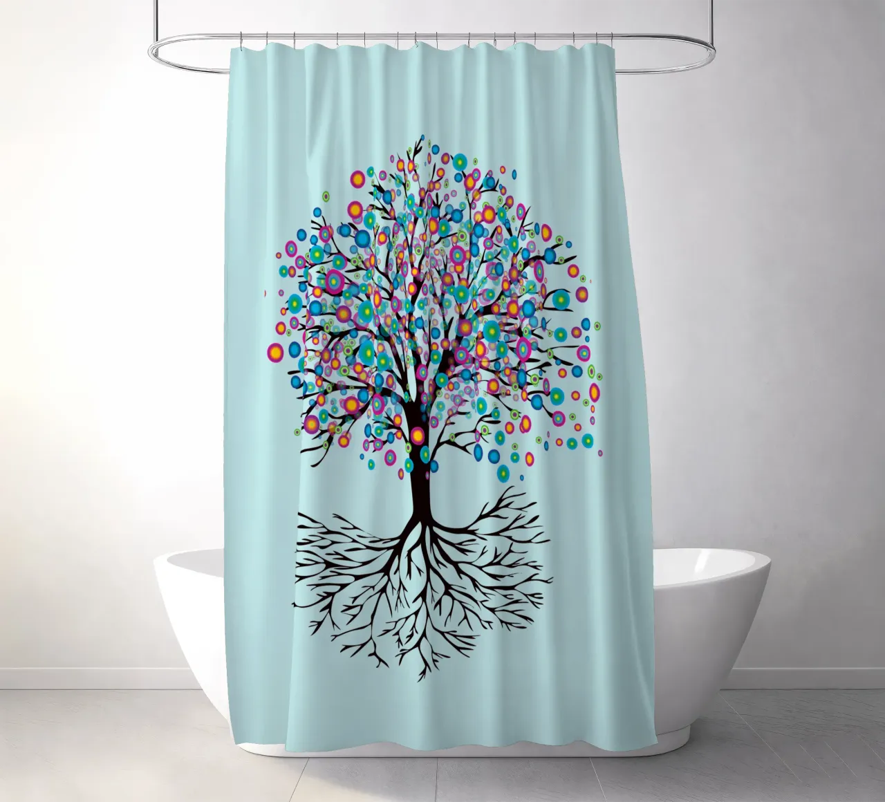 Baum des Lebens oder Yggdrasil Regenbogenblumen Duschvorhang von BwiseLizzy
