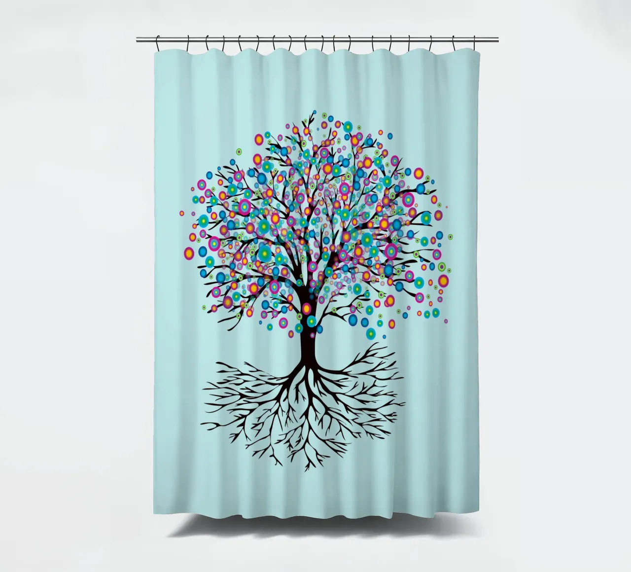 Baum des Lebens oder Yggdrasil Regenbogenblumen Duschvorhang von BwiseLizzy