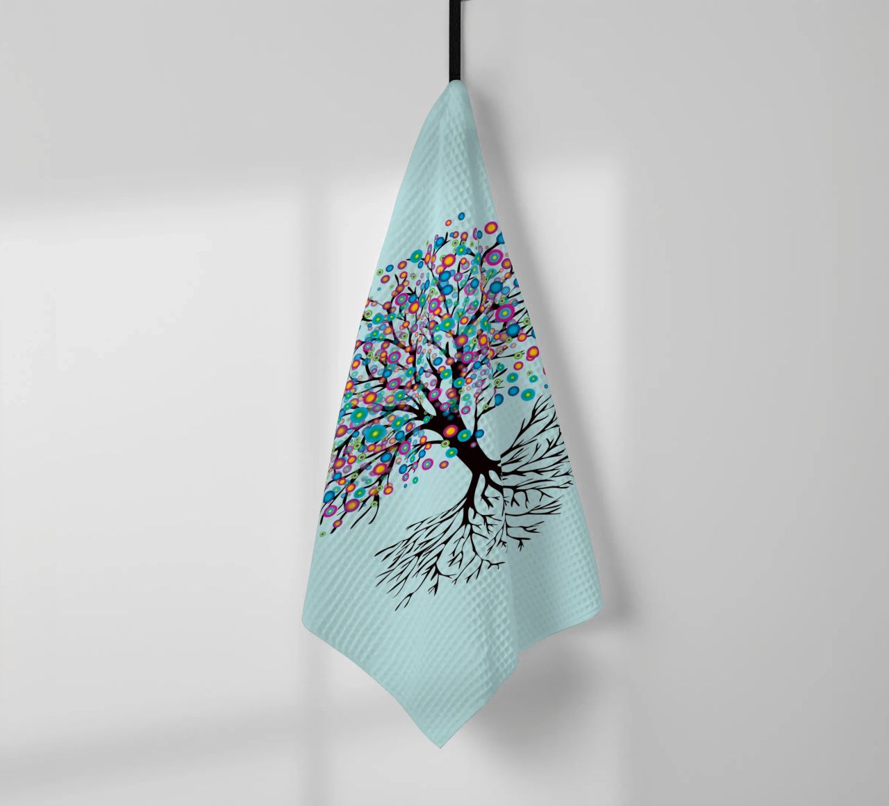 Arbre de vie ou yggdrasil fleurs arc-en-ciel torchon de BwiseLizzy