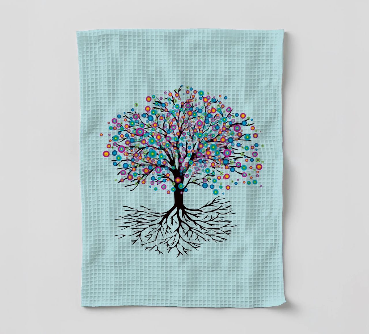 Arbre de vie ou yggdrasil fleurs arc-en-ciel torchon de BwiseLizzy