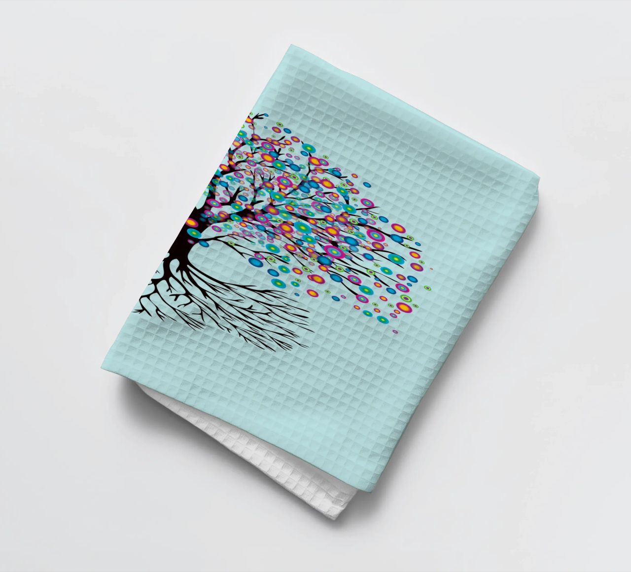 Arbre de vie ou yggdrasil fleurs arc-en-ciel torchon de BwiseLizzy