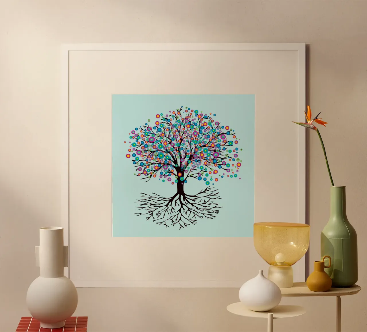 Baum des Lebens oder Yggdrasil Regenbogenblumen Hahnemühle von BwiseLizzy