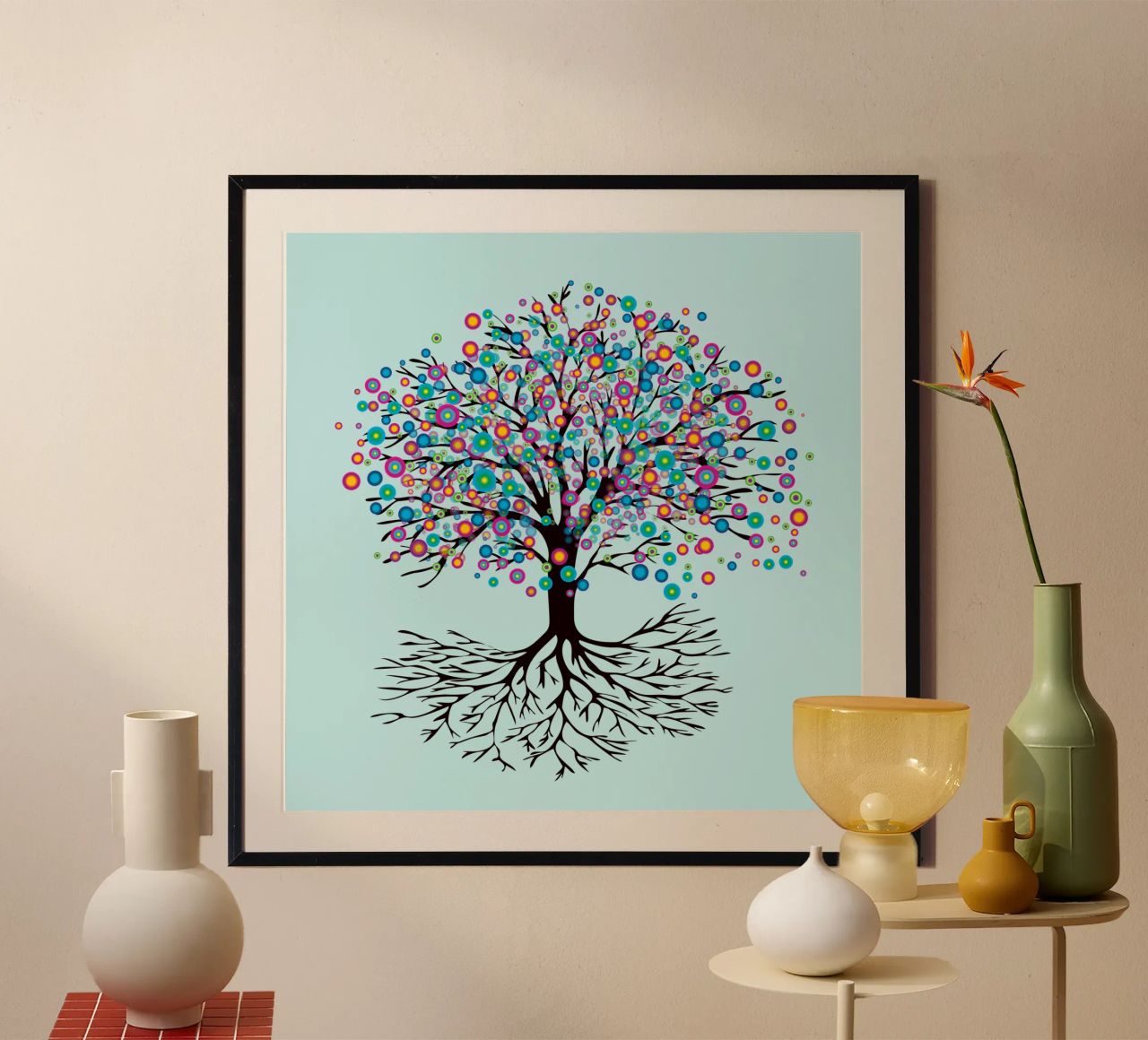 Arbre de vie ou yggdrasil fleurs arc-en-ciel poster de BwiseLizzy