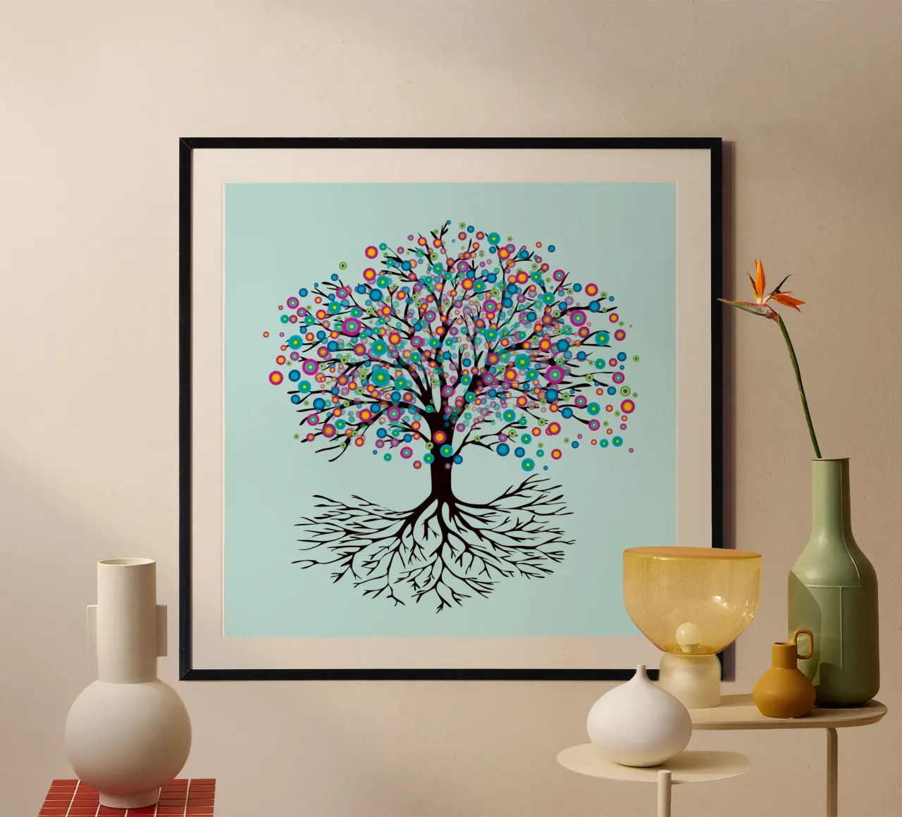 Baum des Lebens oder Yggdrasil Regenbogenblumen Hahnemühle von BwiseLizzy