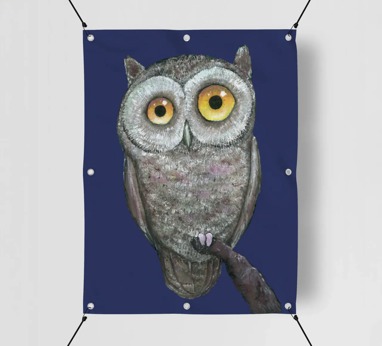 Un dipinto a olio di un buffo gufo telo in pvc da BwiseLizzy