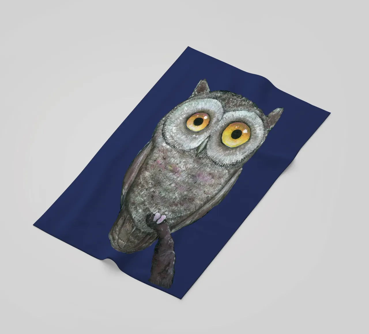 Un dipinto a olio di un buffo gufo telo mare da BwiseLizzy