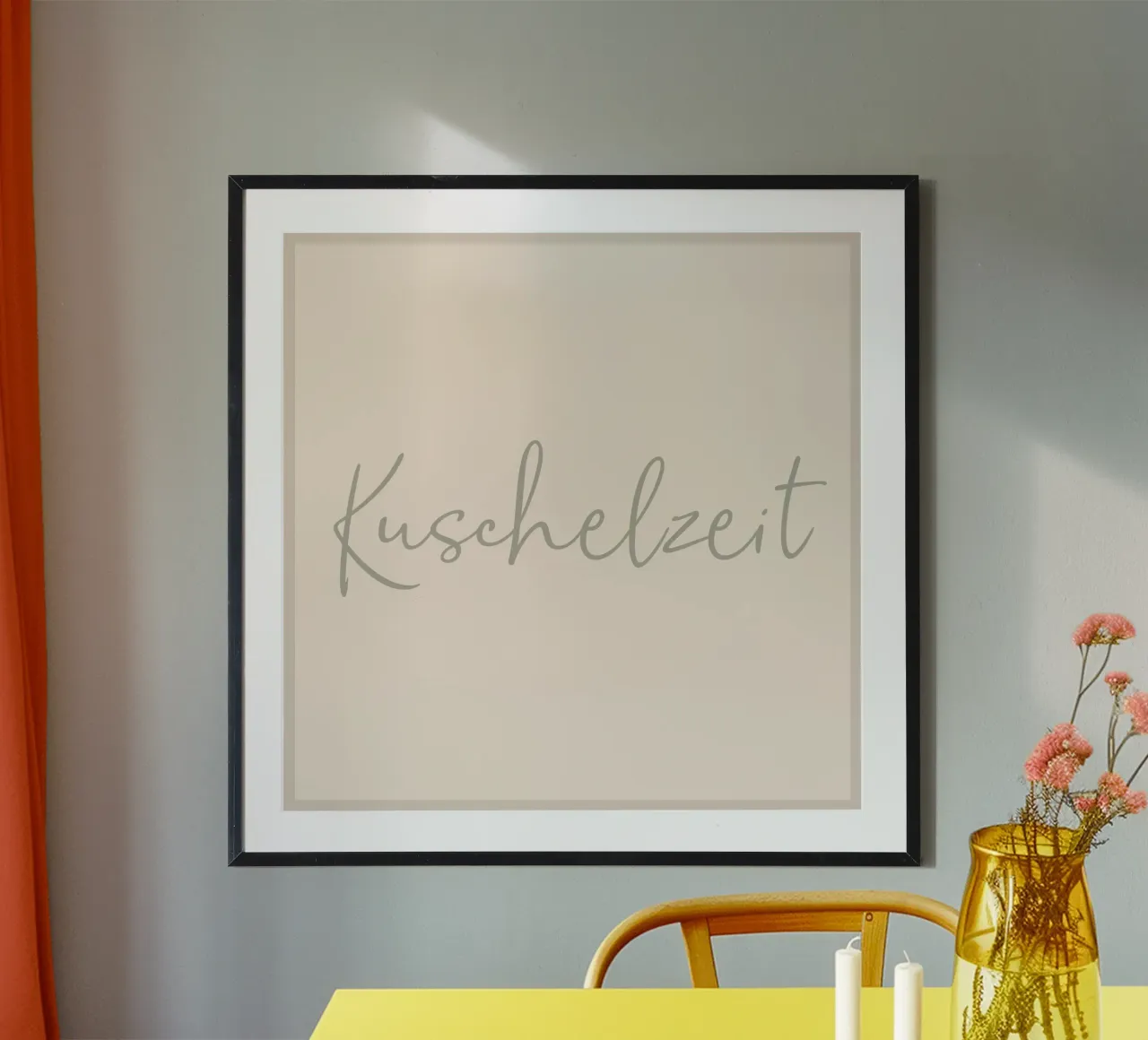 Tempo di coccole poster con telaio in legno da Sabrina Ziegenhorn