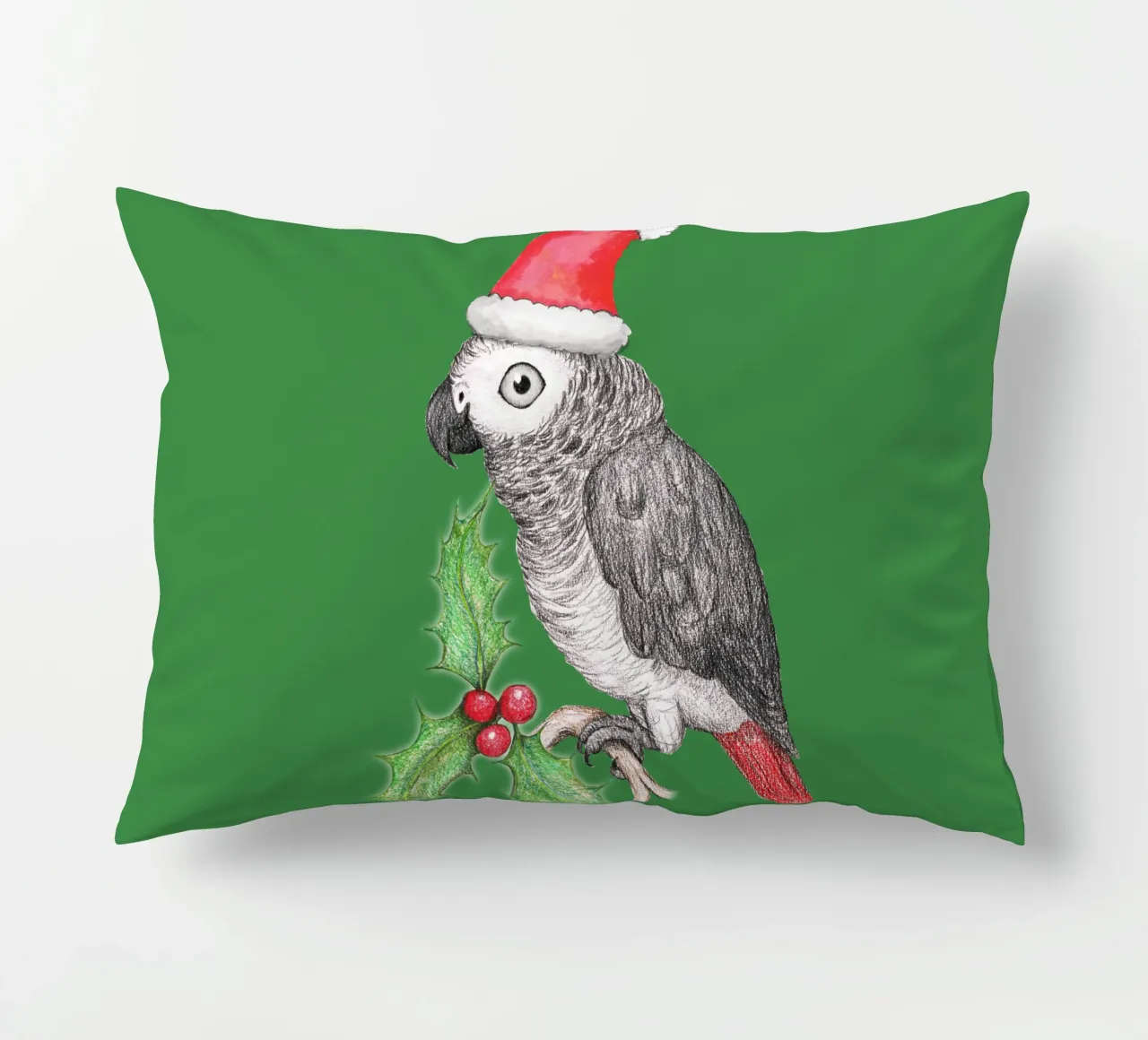 Weihnachten Afrikanischer Graupapagei Kissen von BwiseLizzy