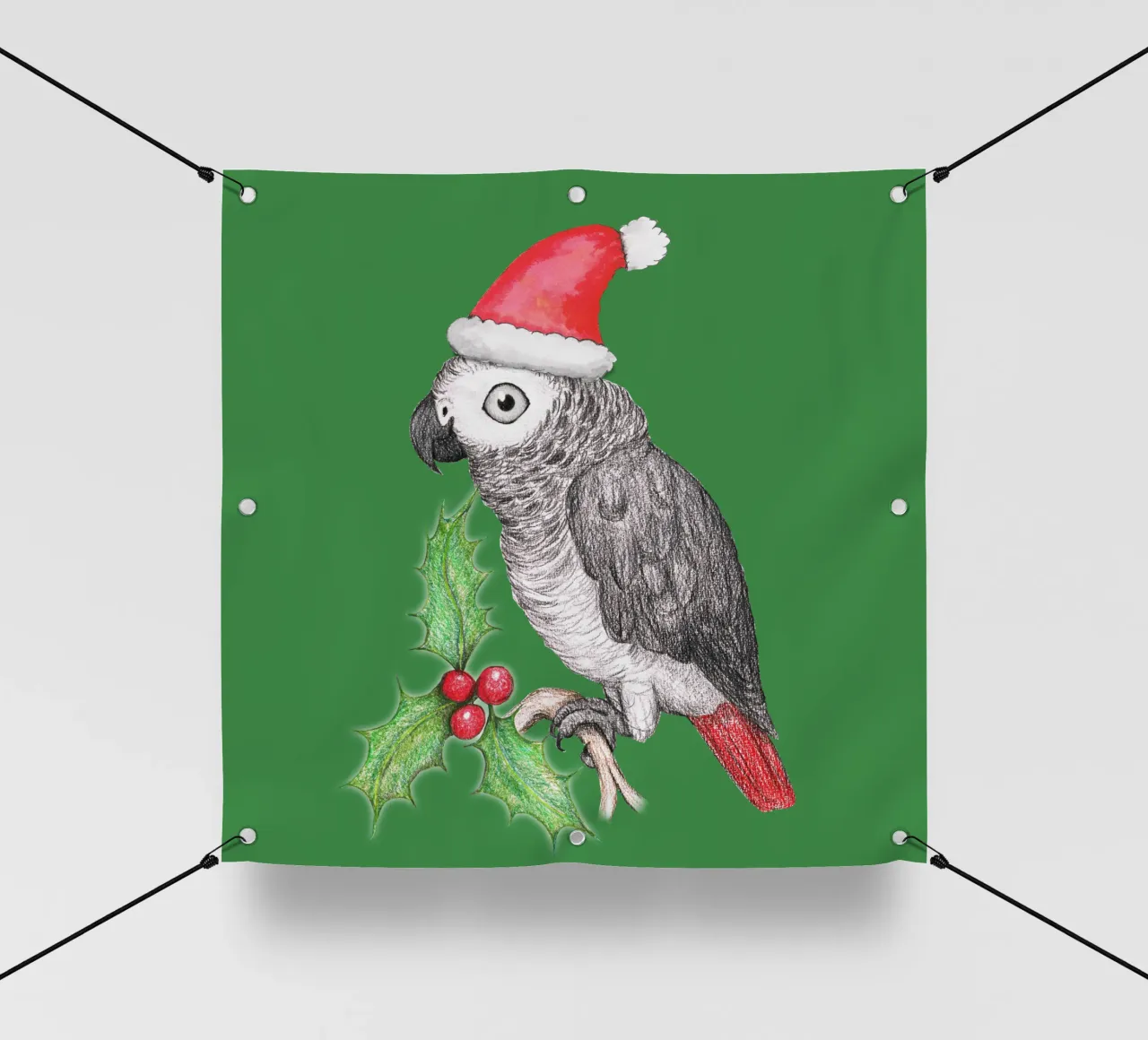 Pappagallo grigio africano di Natale telo in pvc da BwiseLizzy