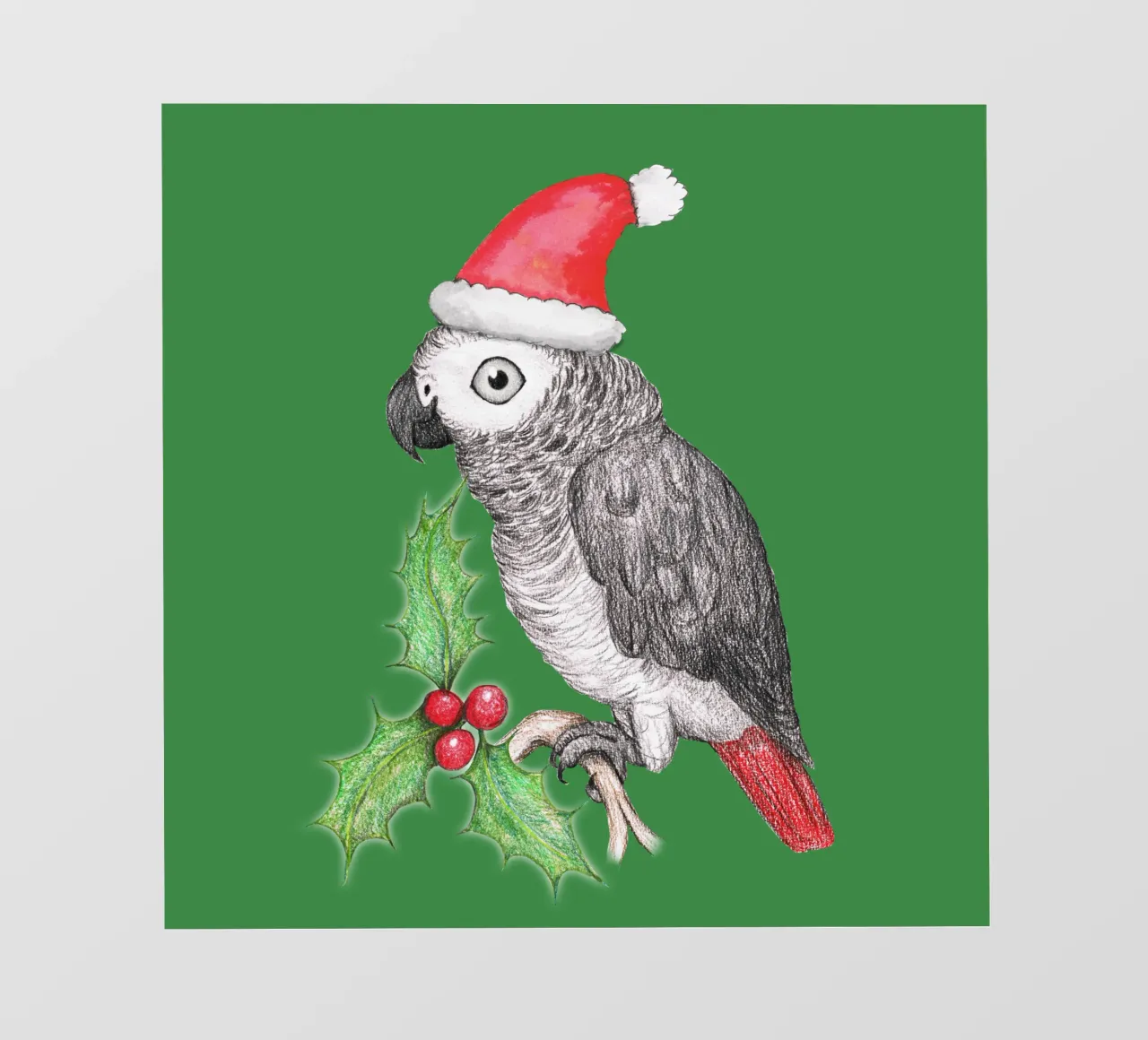 Pappagallo grigio africano di Natale telo in pvc da BwiseLizzy