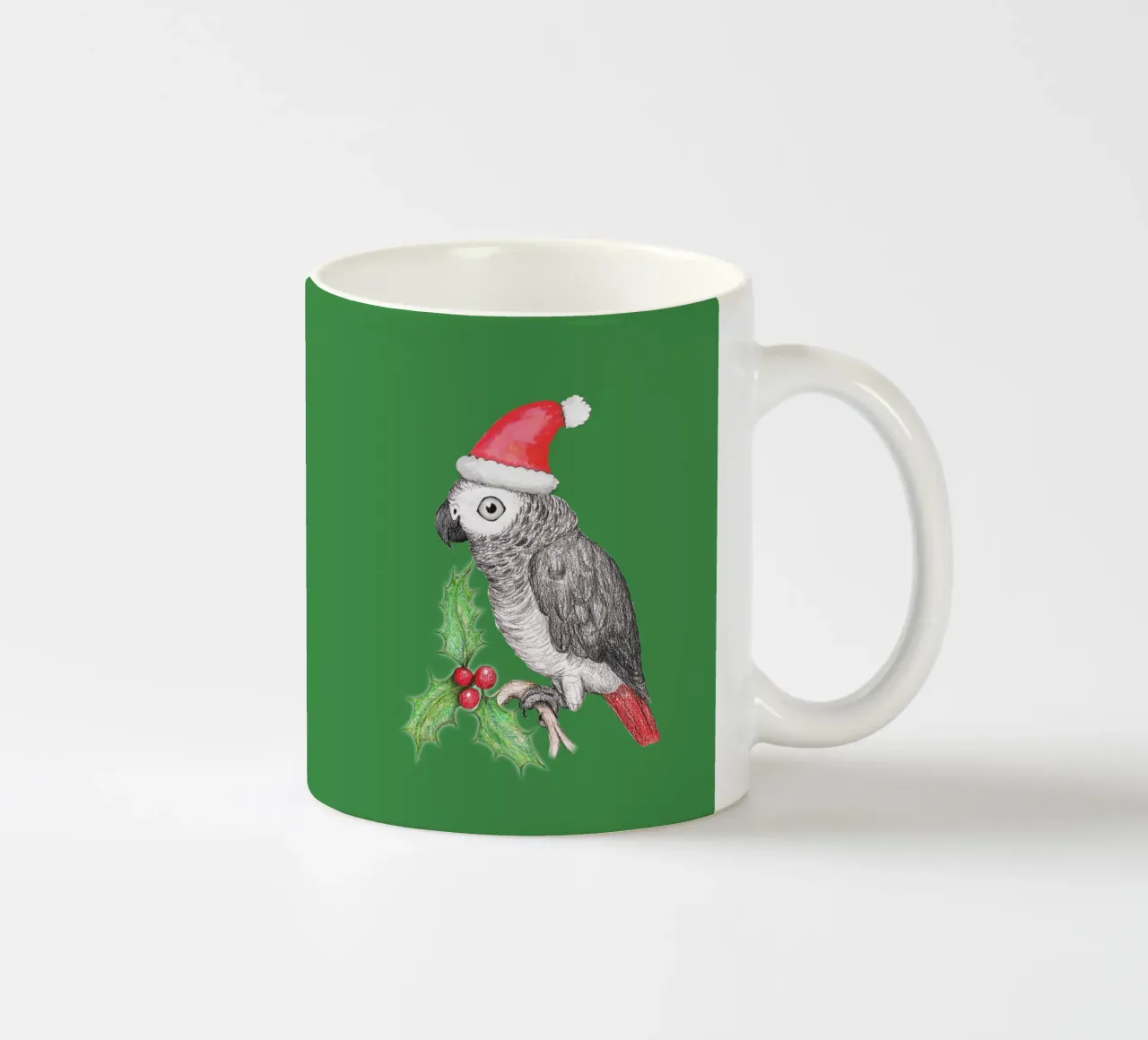Pappagallo grigio africano di Natale tazza in ceramica da BwiseLizzy