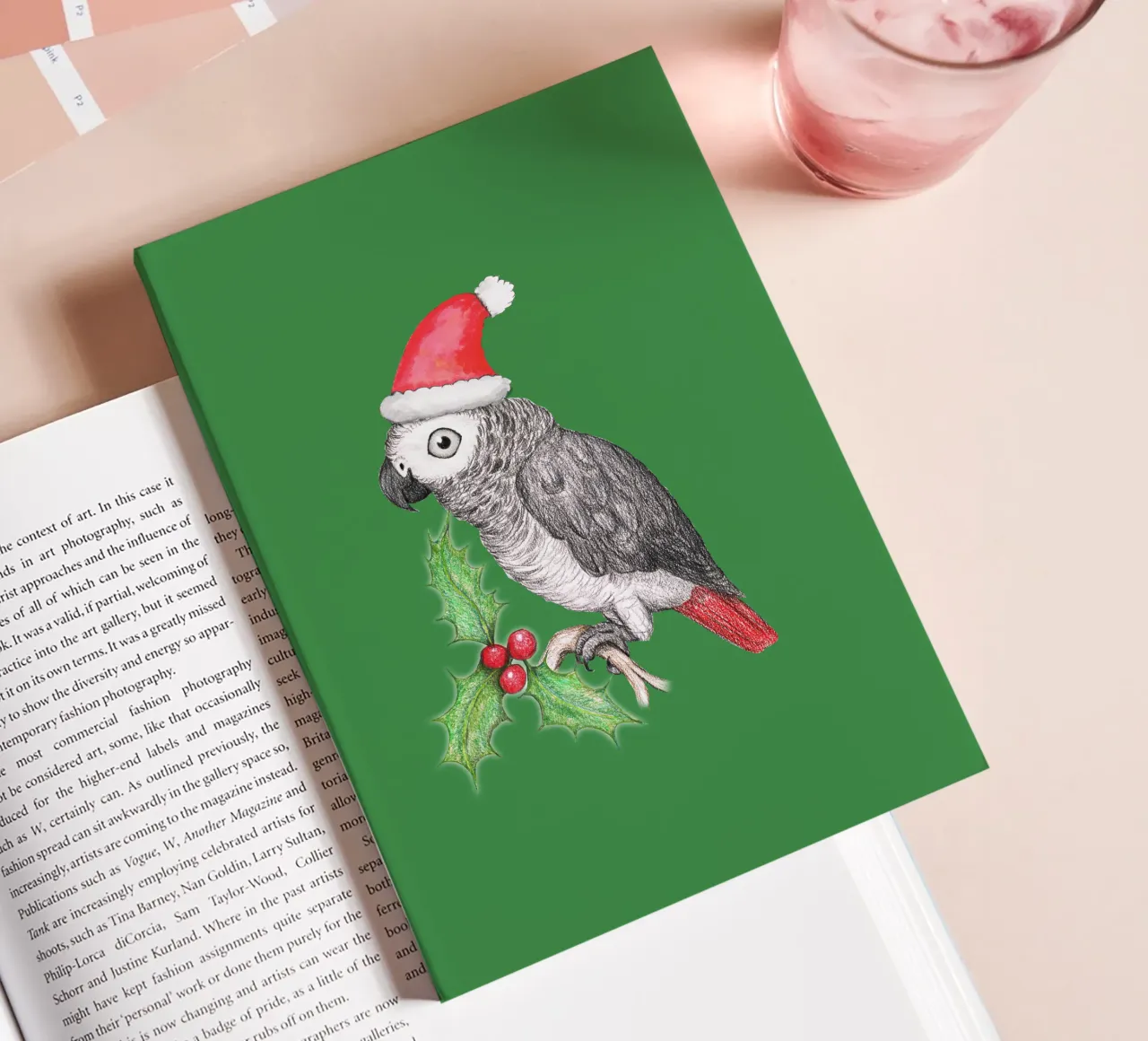 Christmas African grey parrot notebook by BwiseLizzy