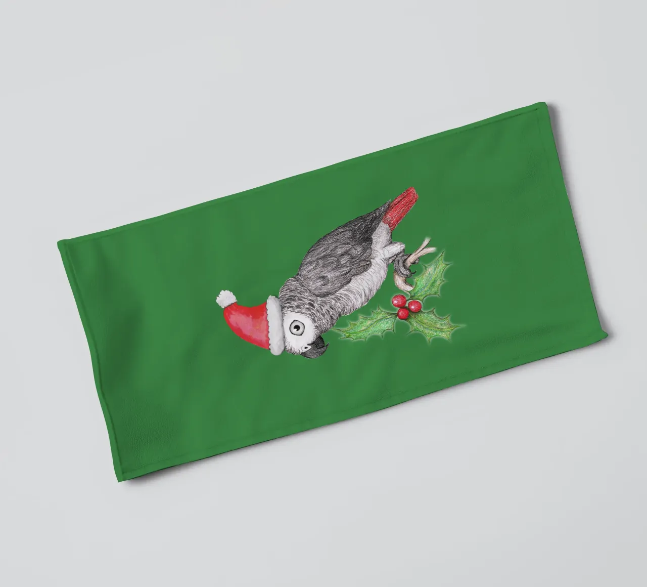 Pappagallo grigio africano di Natale asciugamano da bagno da BwiseLizzy