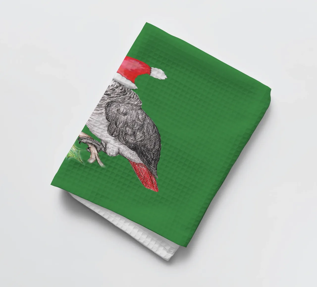 Weihnachten Afrikanischer Graupapagei Geschirrtuch von BwiseLizzy