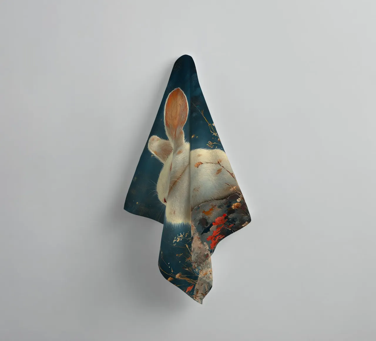 Un coniglio pieno di gioia di vivere asciugamano da bagno da Nikis Art Studio