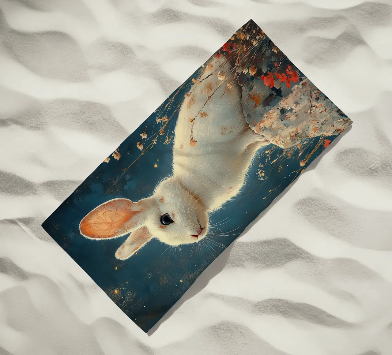 Un coniglio pieno di gioia di vivere telo mare da Nikis Art Studio