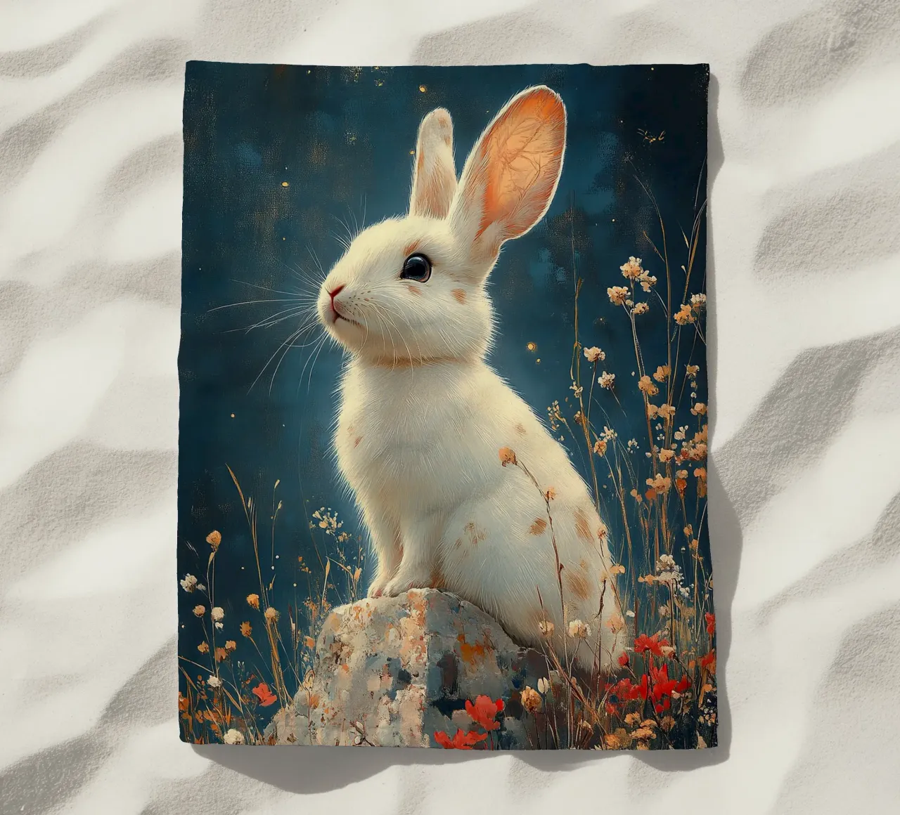 Un coniglio pieno di gioia di vivere telo mare da Nikis Art Studio