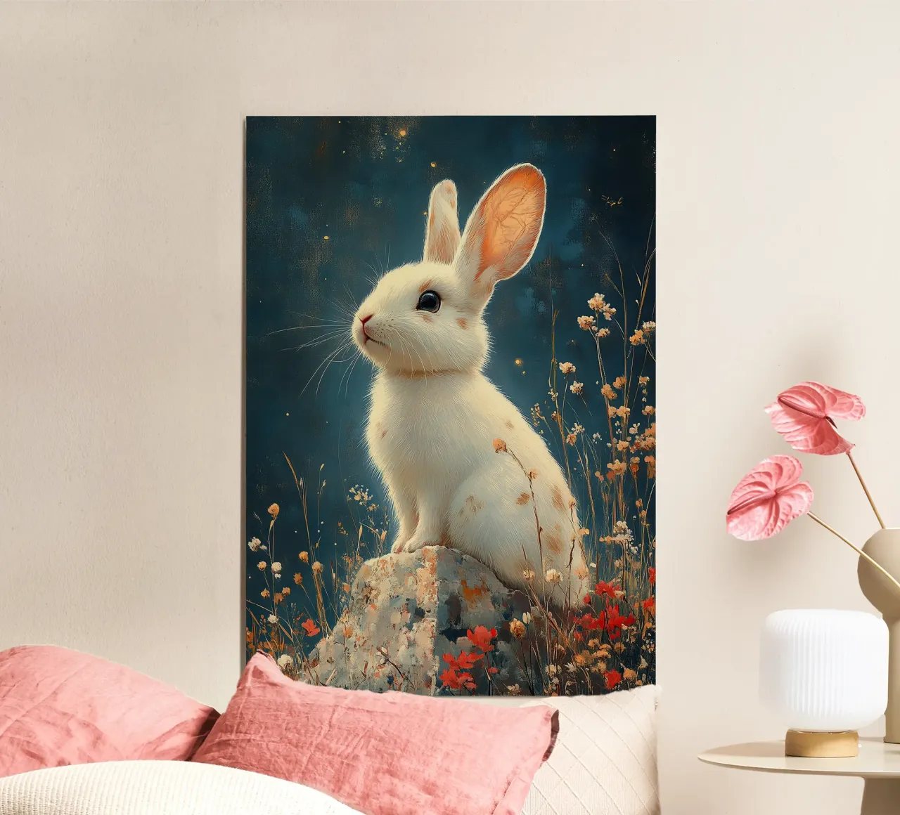 Un coniglio pieno di gioia di vivere alluminio dibond da Nikis Art Studio