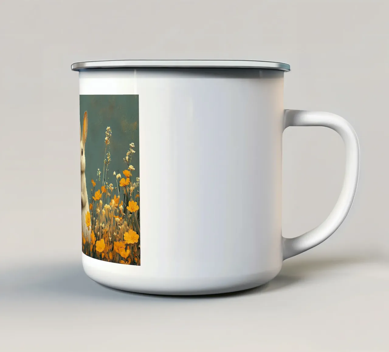 Coniglio tazza in smalto da Nikis Art Studio