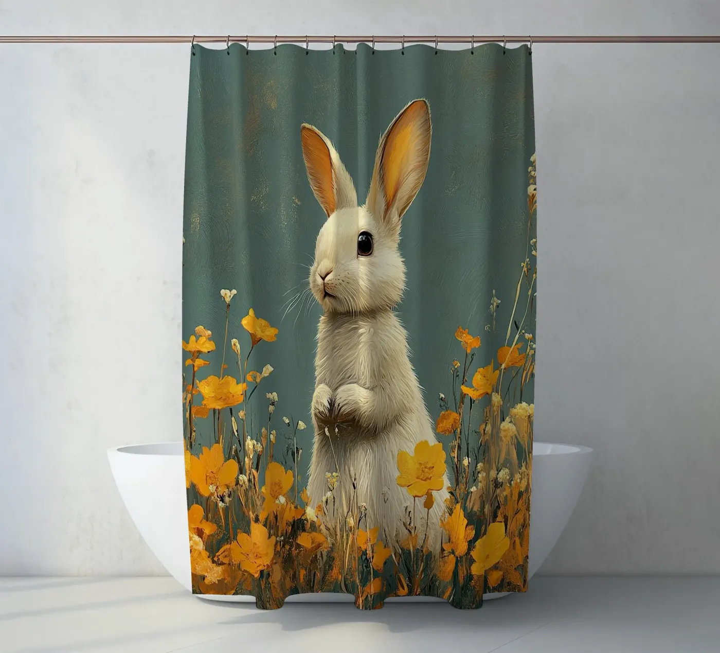 Rabbit Duschvorhang von Nikis Art Studio