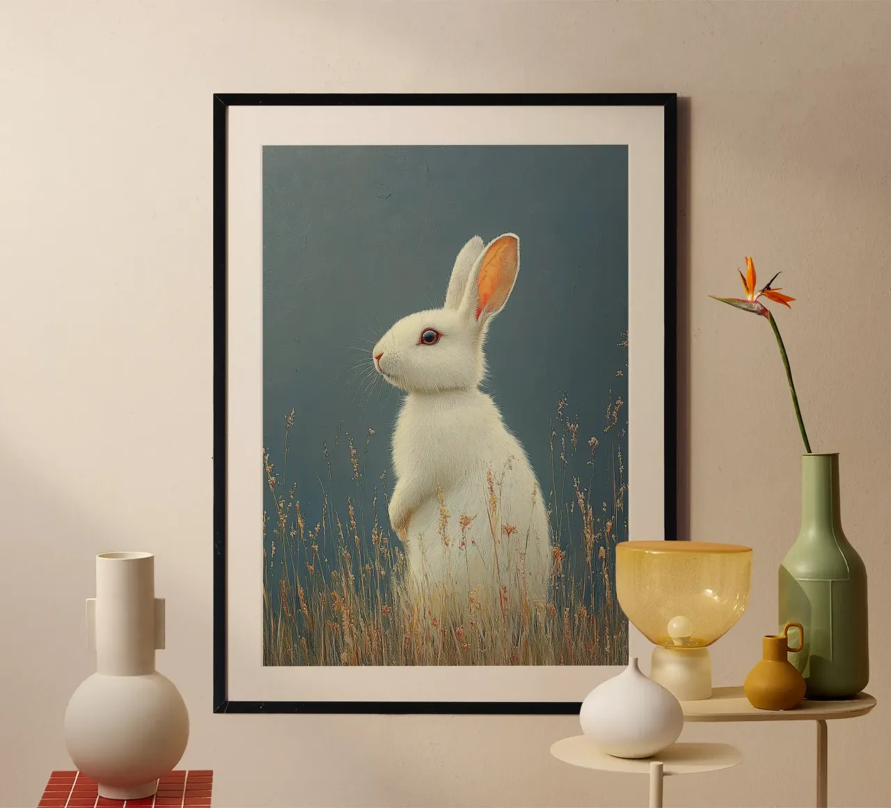 Coniglio poster con telaio in plastica da Nikis Art Studio