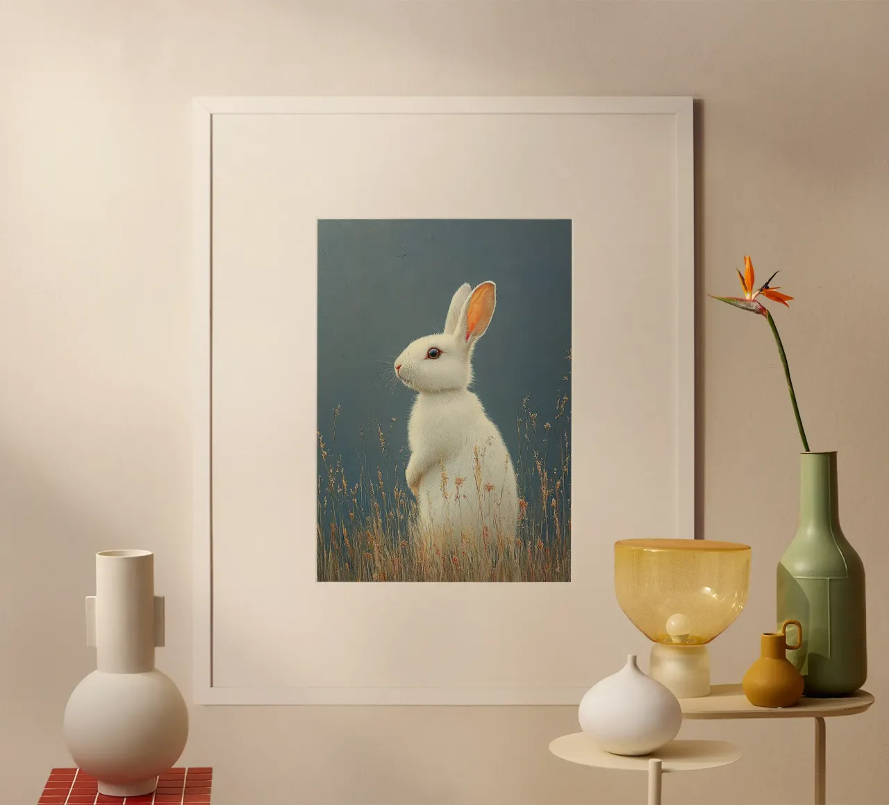 Coniglio poster con telaio in plastica da Nikis Art Studio