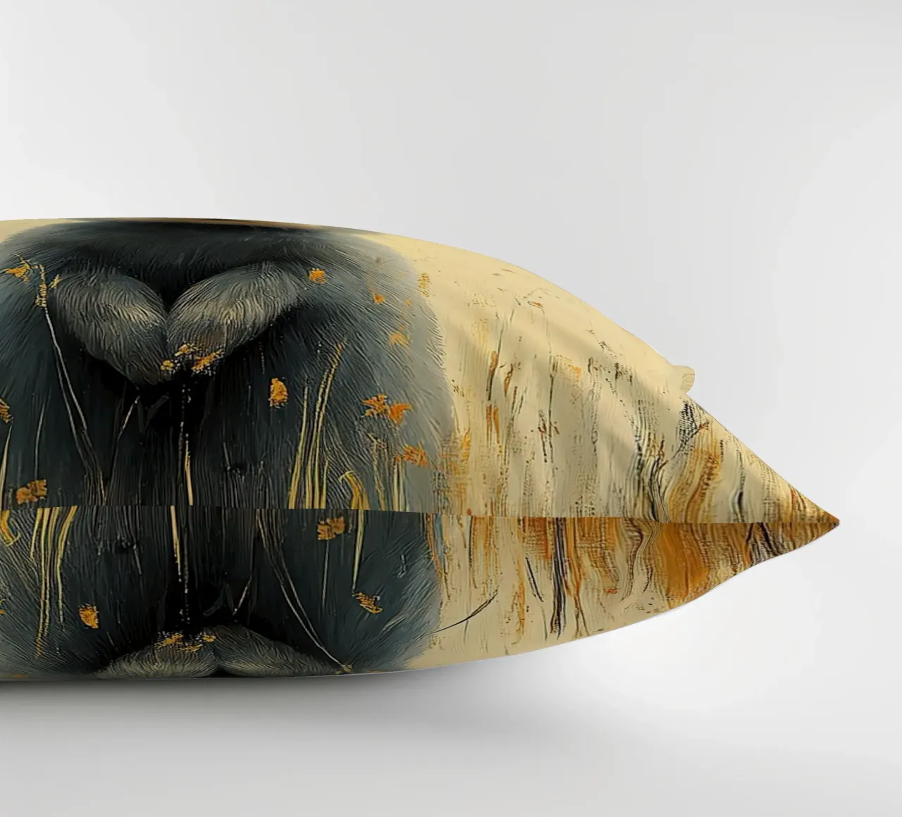 A rabbit enjoying the moment decorative cushion by Nikis Art Studio