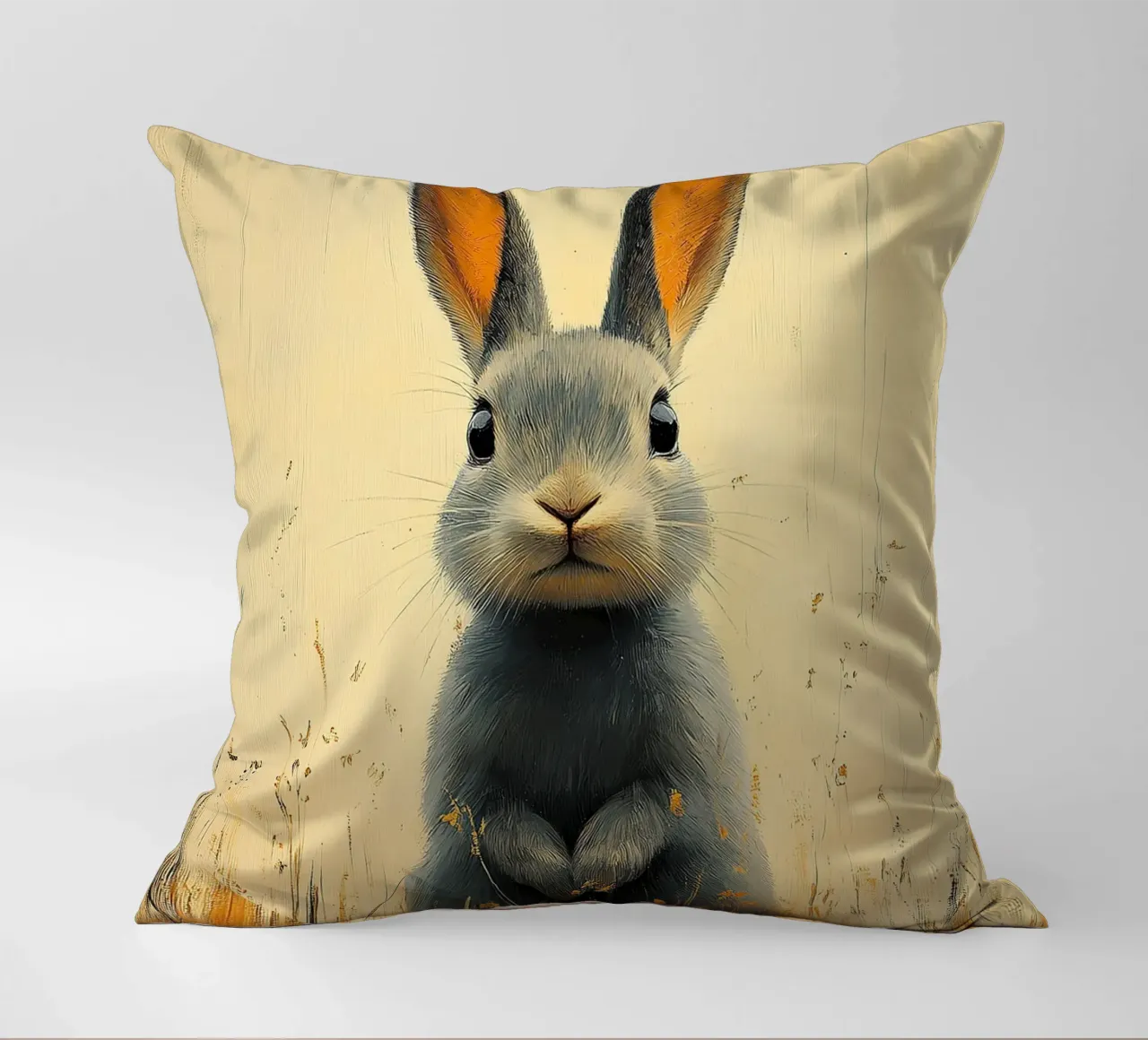 A rabbit enjoying the moment decorative cushion by Nikis Art Studio