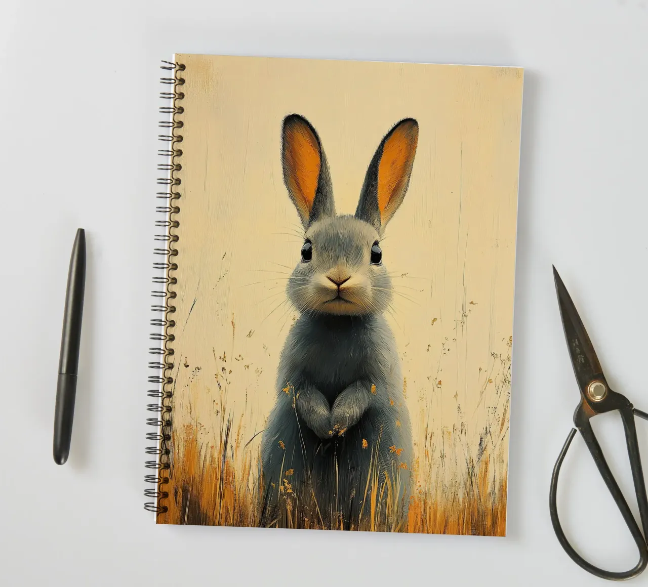 A rabbit enjoying the moment spiral notebook by Nikis Art Studio