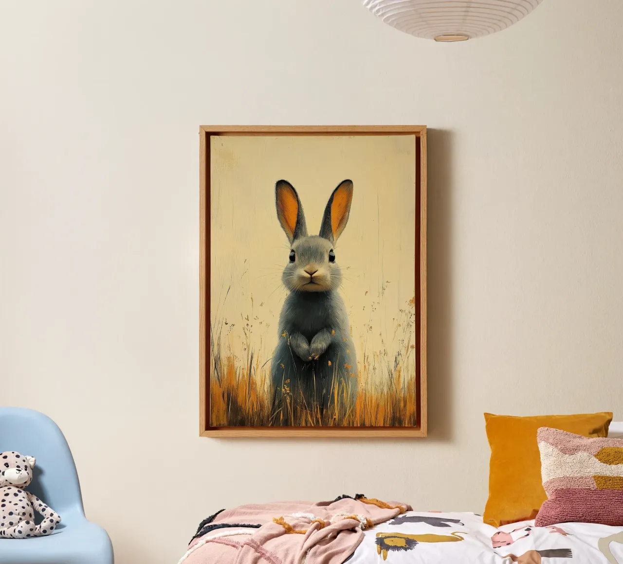A rabbit enjoying the moment canvas with Floater frame by Nikis Art Studio
