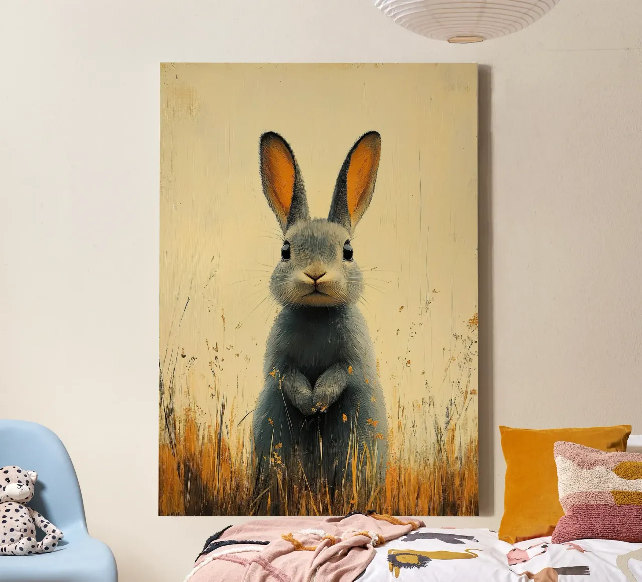 A rabbit enjoying the moment canvas with Floater frame by Nikis Art Studio