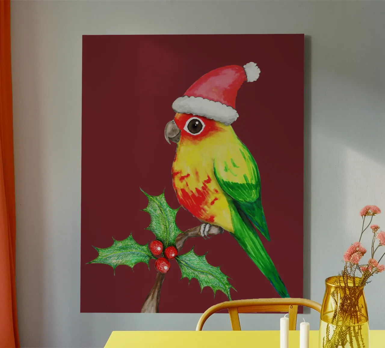 Conure sol de Navidad lienzo con Marco flotante de BwiseLizzy