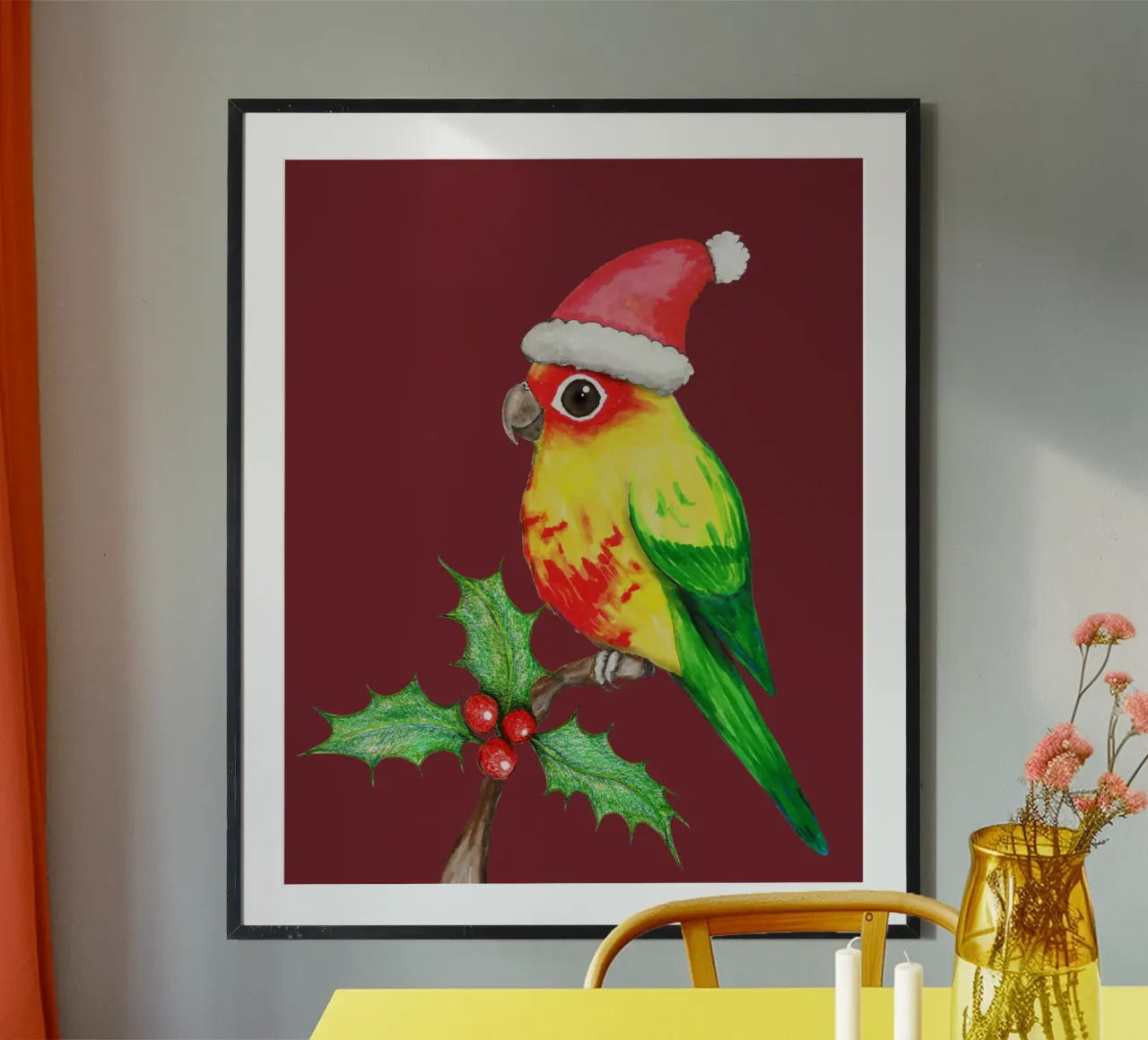 Conure sol de Navidad poster con marco de aluminio de BwiseLizzy