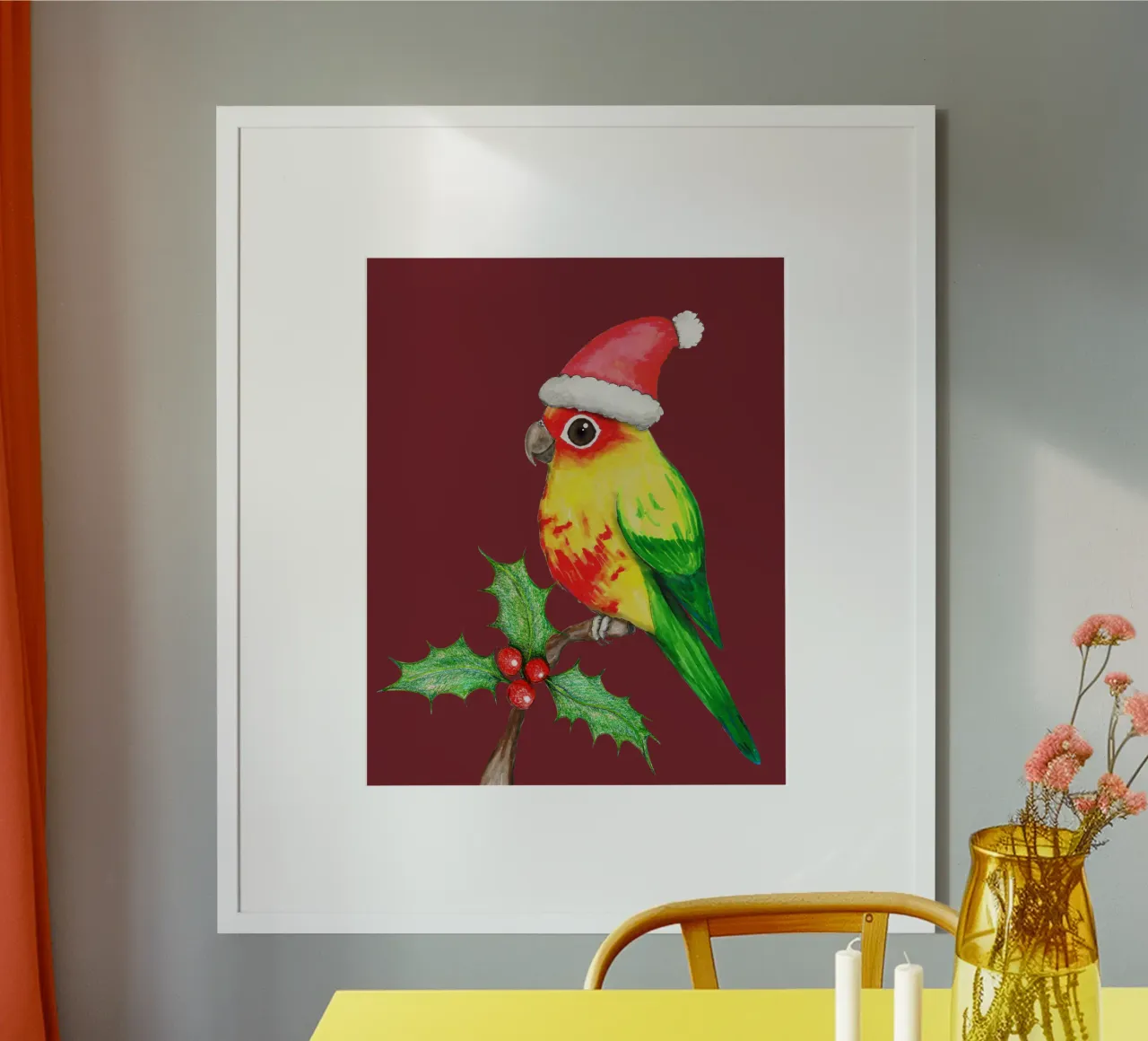 Conure sol de Navidad poster con marco de aluminio de BwiseLizzy