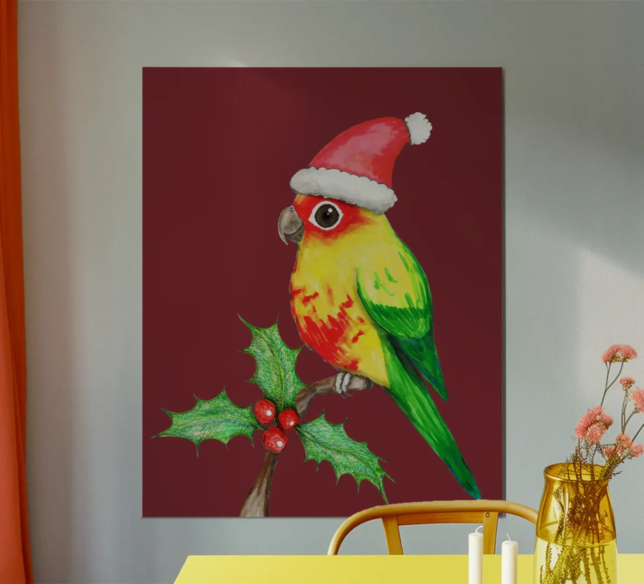 Conure sol de Navidad poster con marco de aluminio de BwiseLizzy